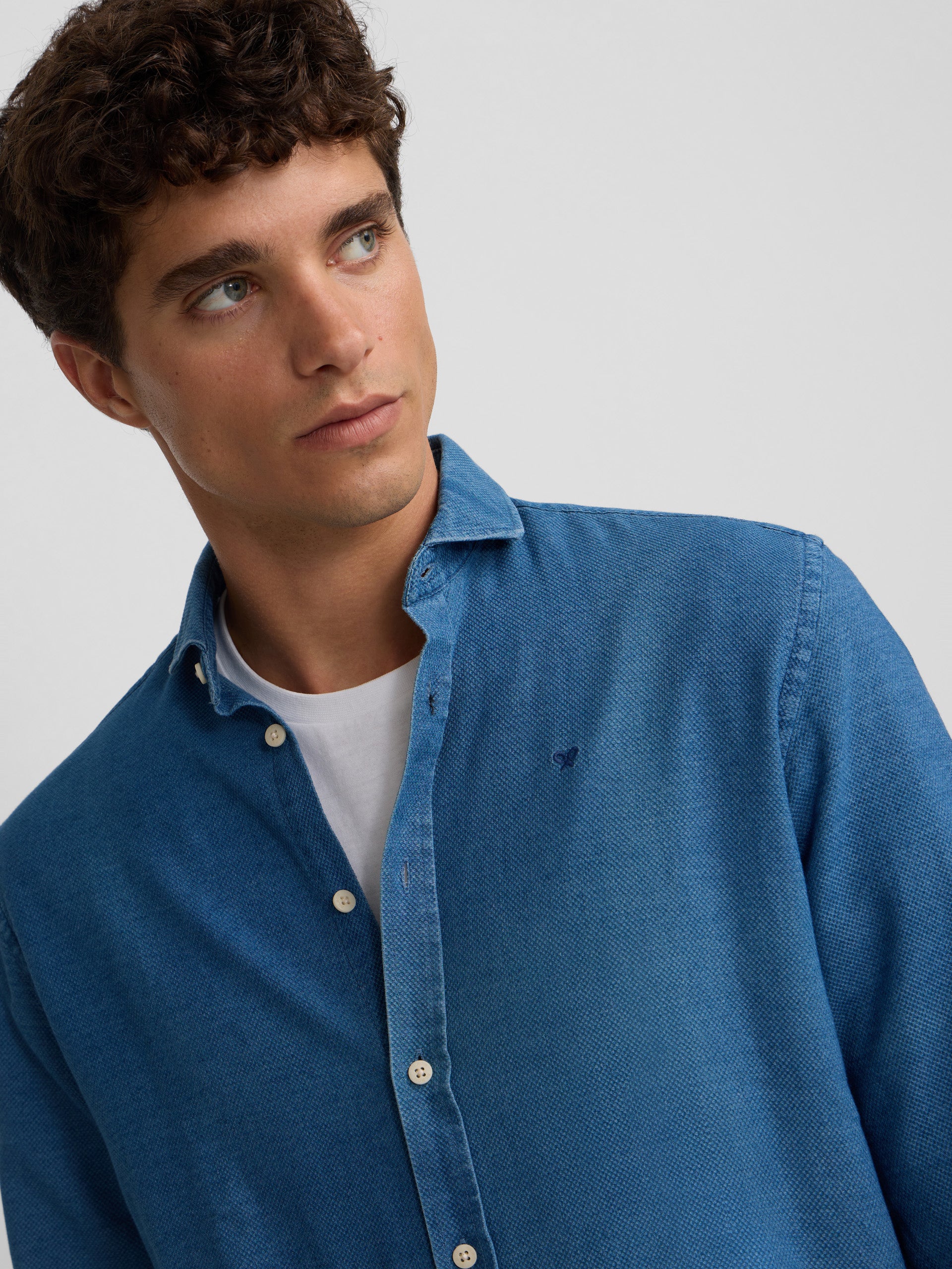 Camisa sport estructura denim azul medio