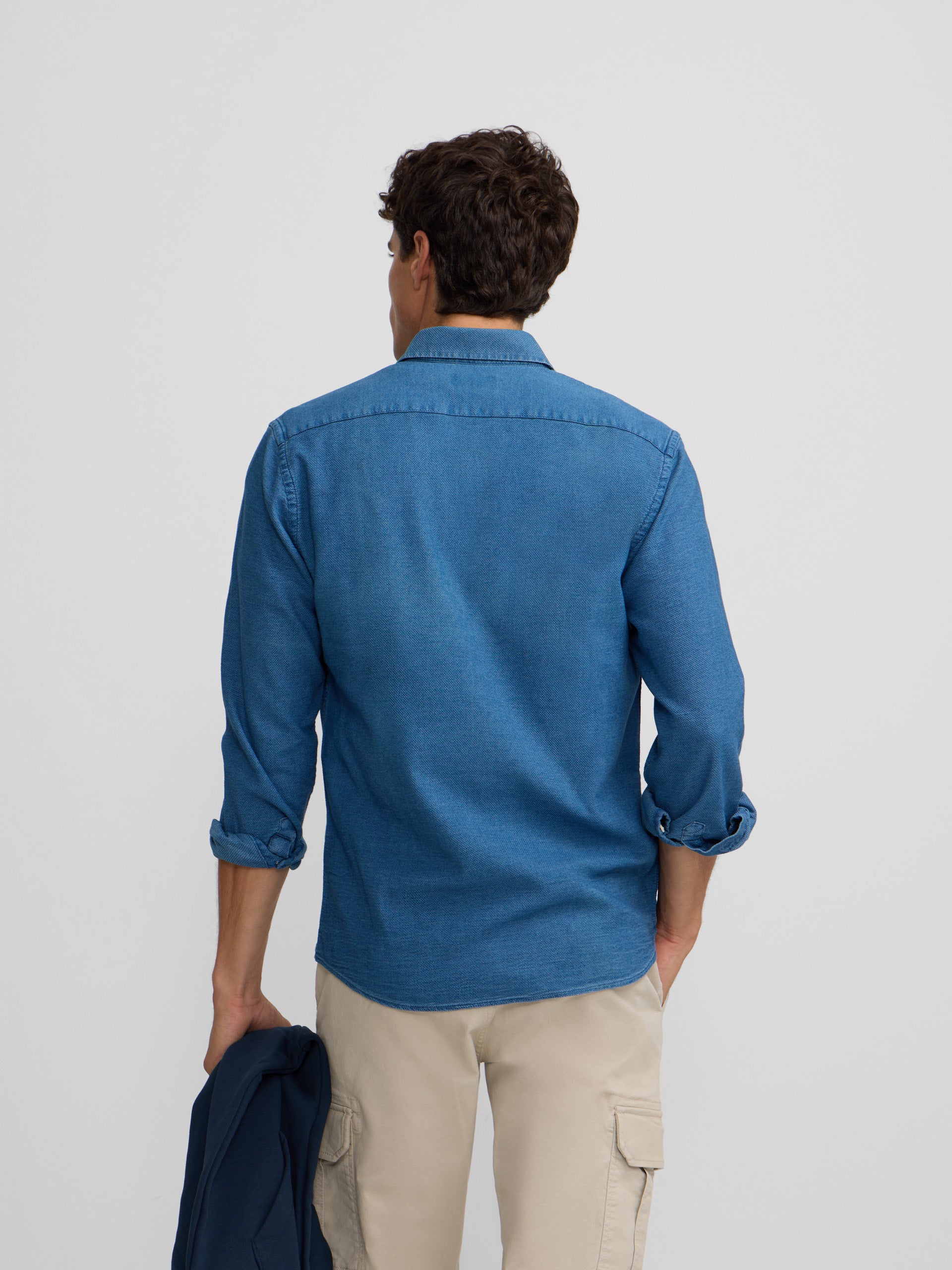 Camisa sport estructura denim azul medio