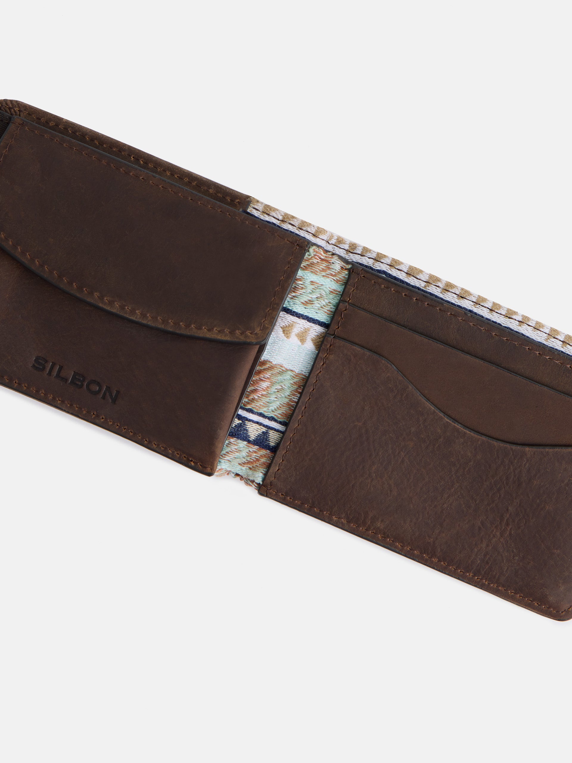 Wallet Silbon Carteras Ethnic Fabric Leather Wallet