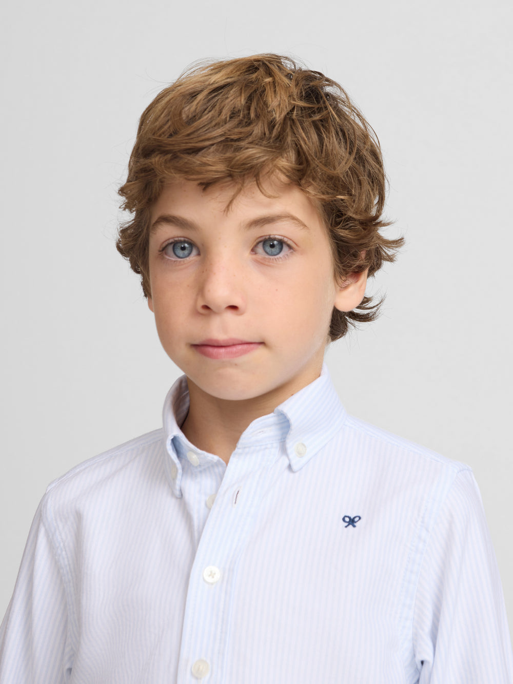 Camisa desportiva para crianças riscas oxford azul-claro