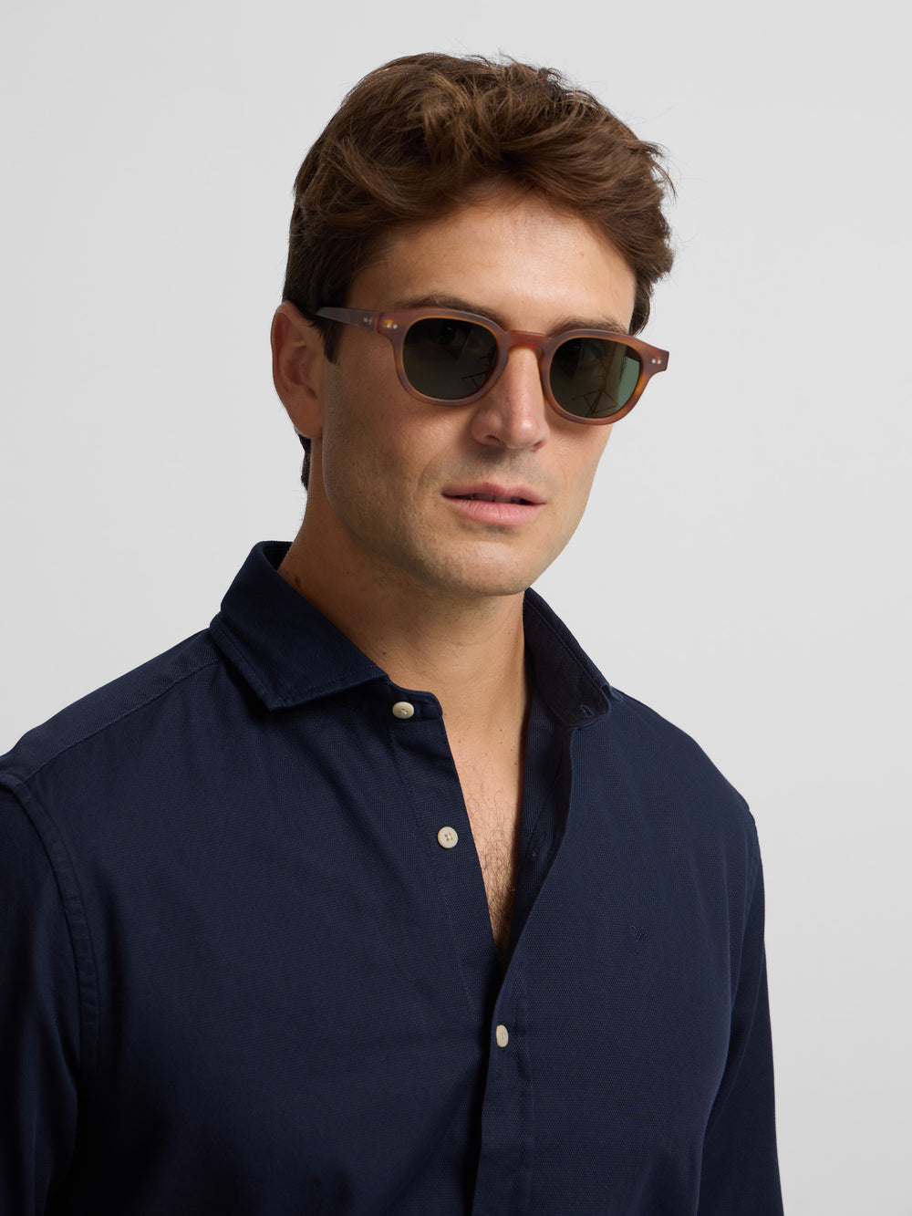 Navy blue mini-structure sport shirt