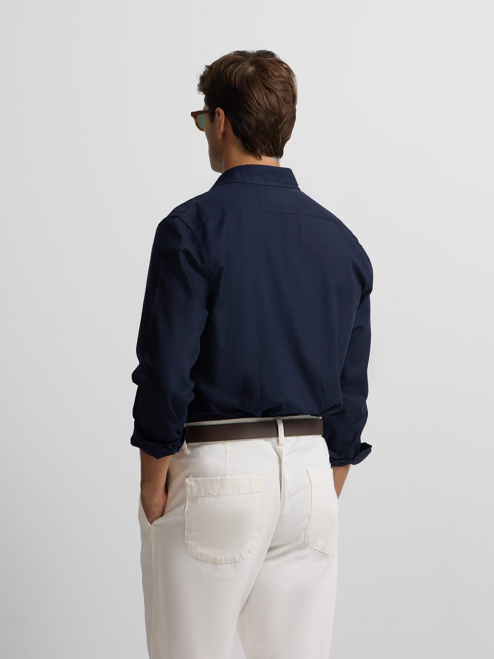 Navy blue mini-structure sport shirt