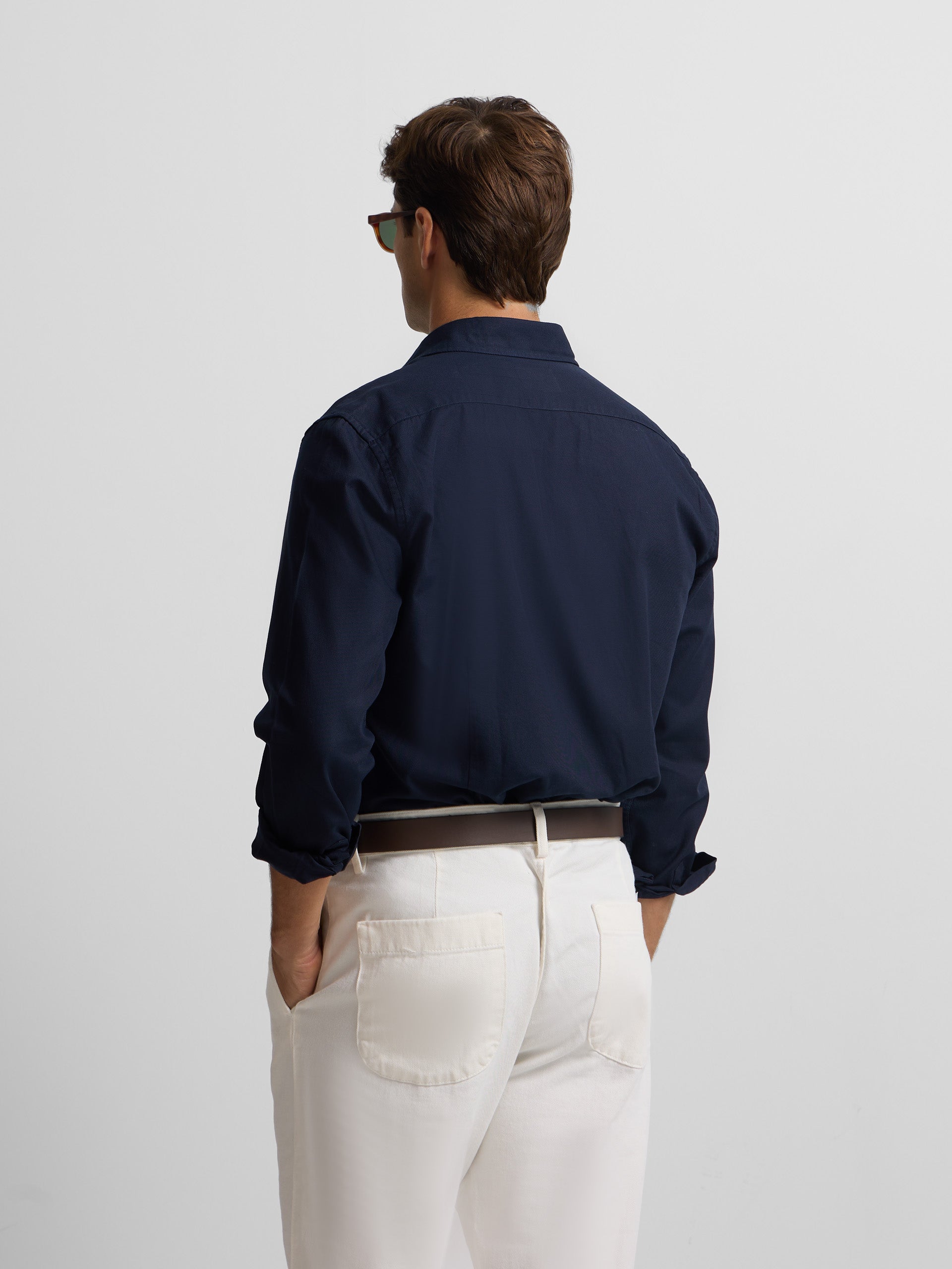 Camisa sport mini-estrutura azul-marinho