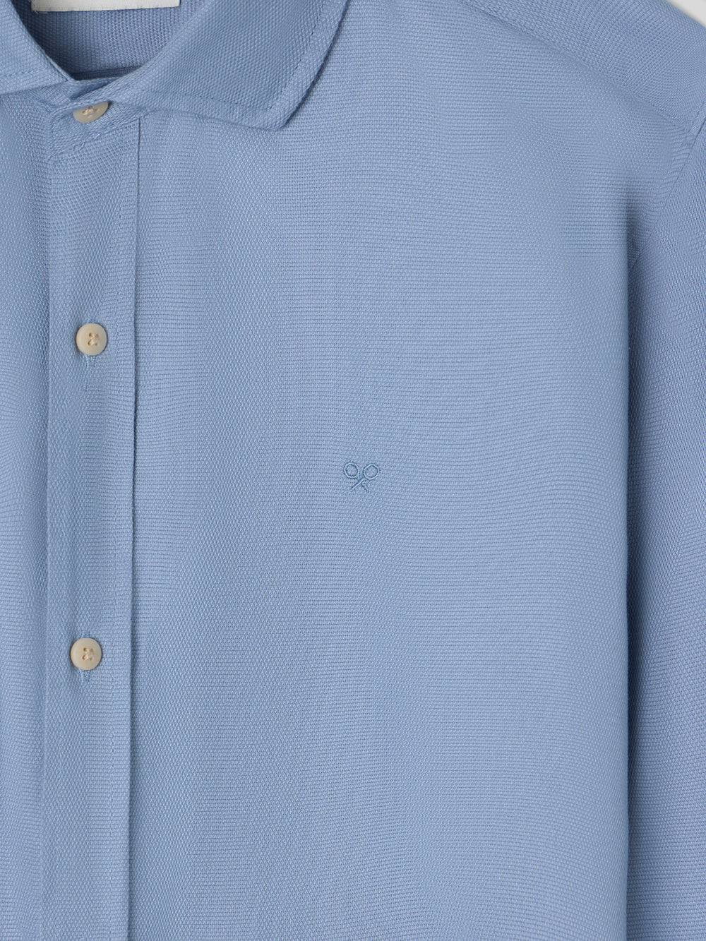 Blue mini-structure sport shirt