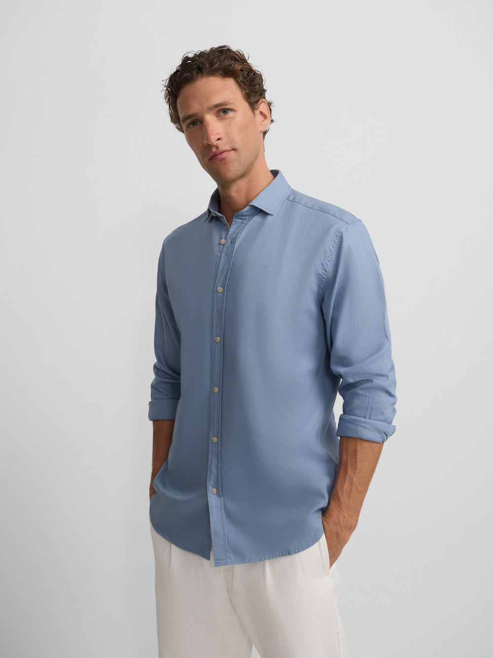 Blue mini-structure sport shirt
