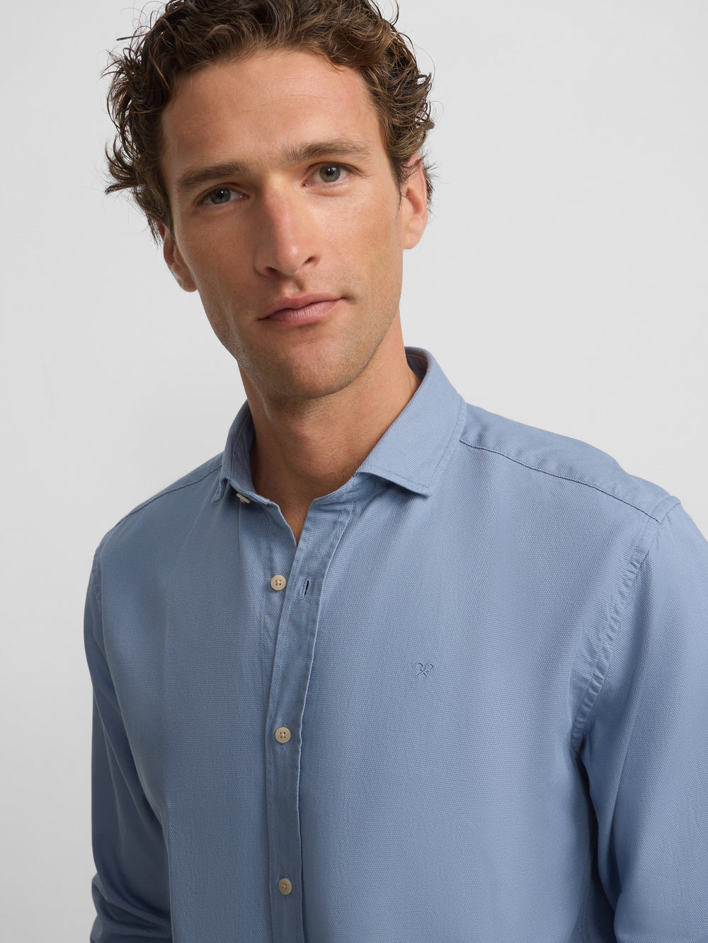 Blue mini-structure sport shirt
