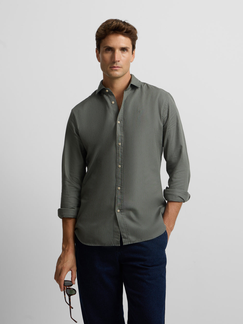 Dark green mini-structure sport shirt