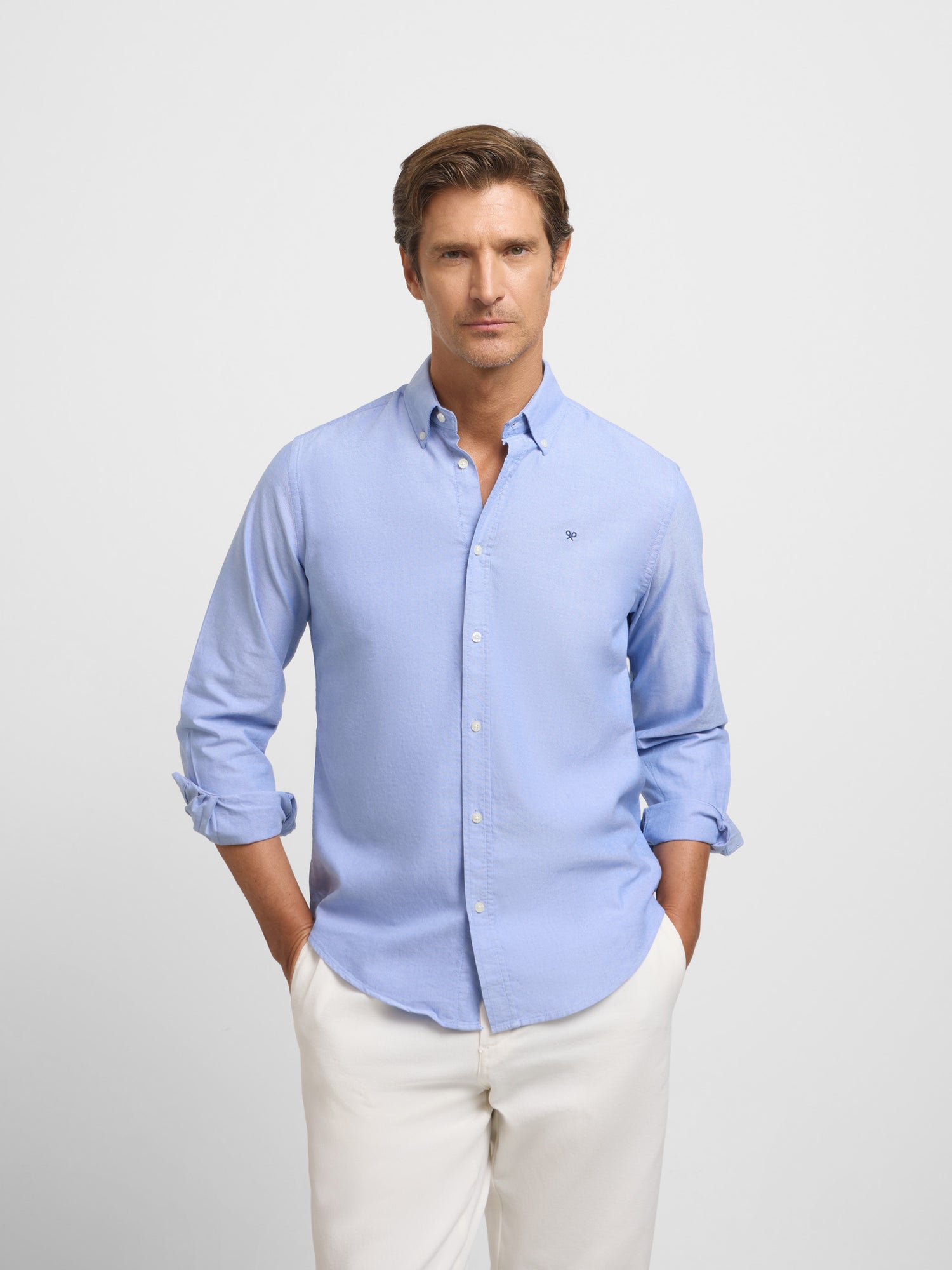 Camisa sport oxford azul medio