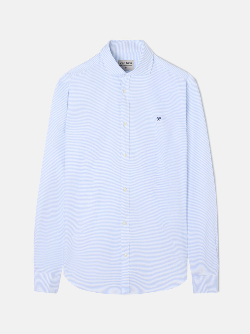 Chemise de sport Oxford à rayures horizontales bleu clair