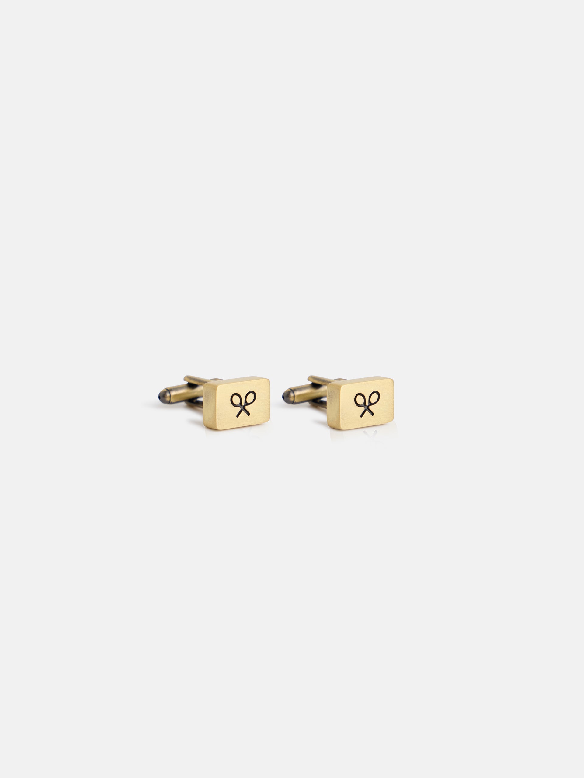 Rectangular gold racket cufflink