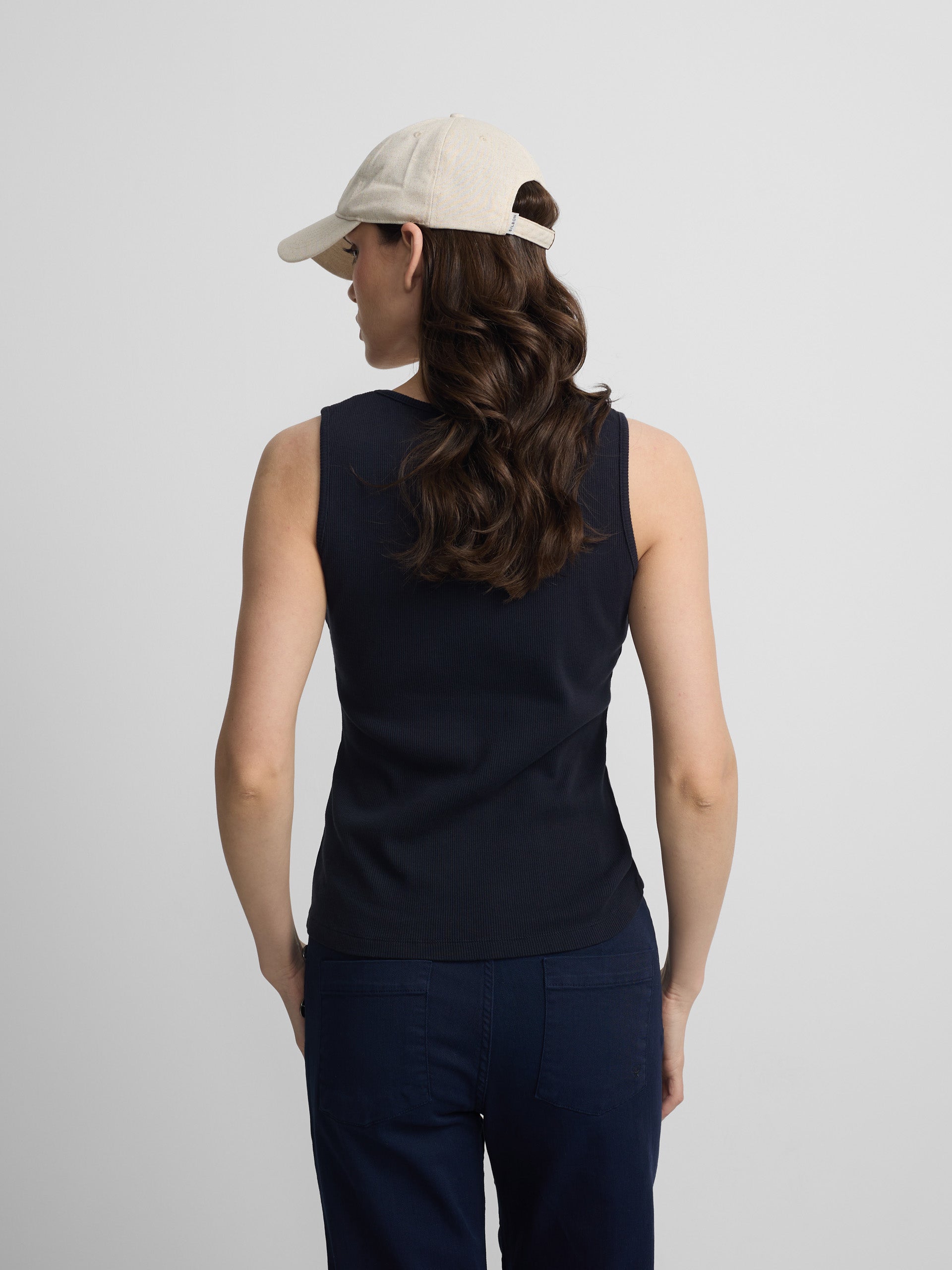 Camisola de mulher tank azul-marinho