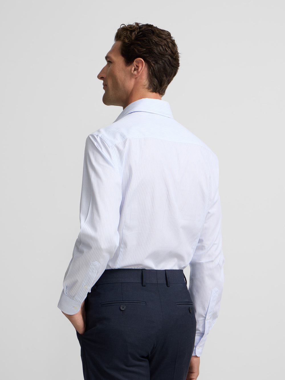 Camisa vestir microrayas celeste