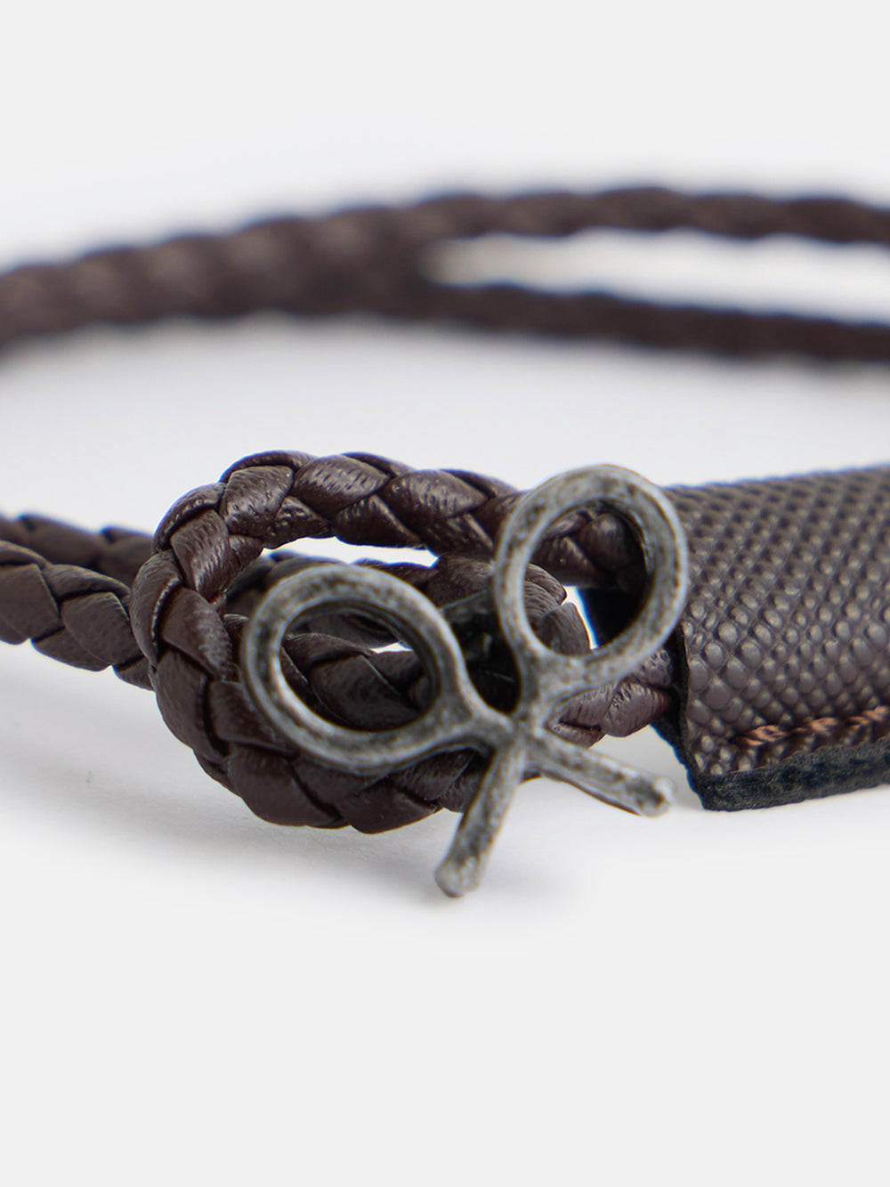 Braided leather bracelet with racket detail