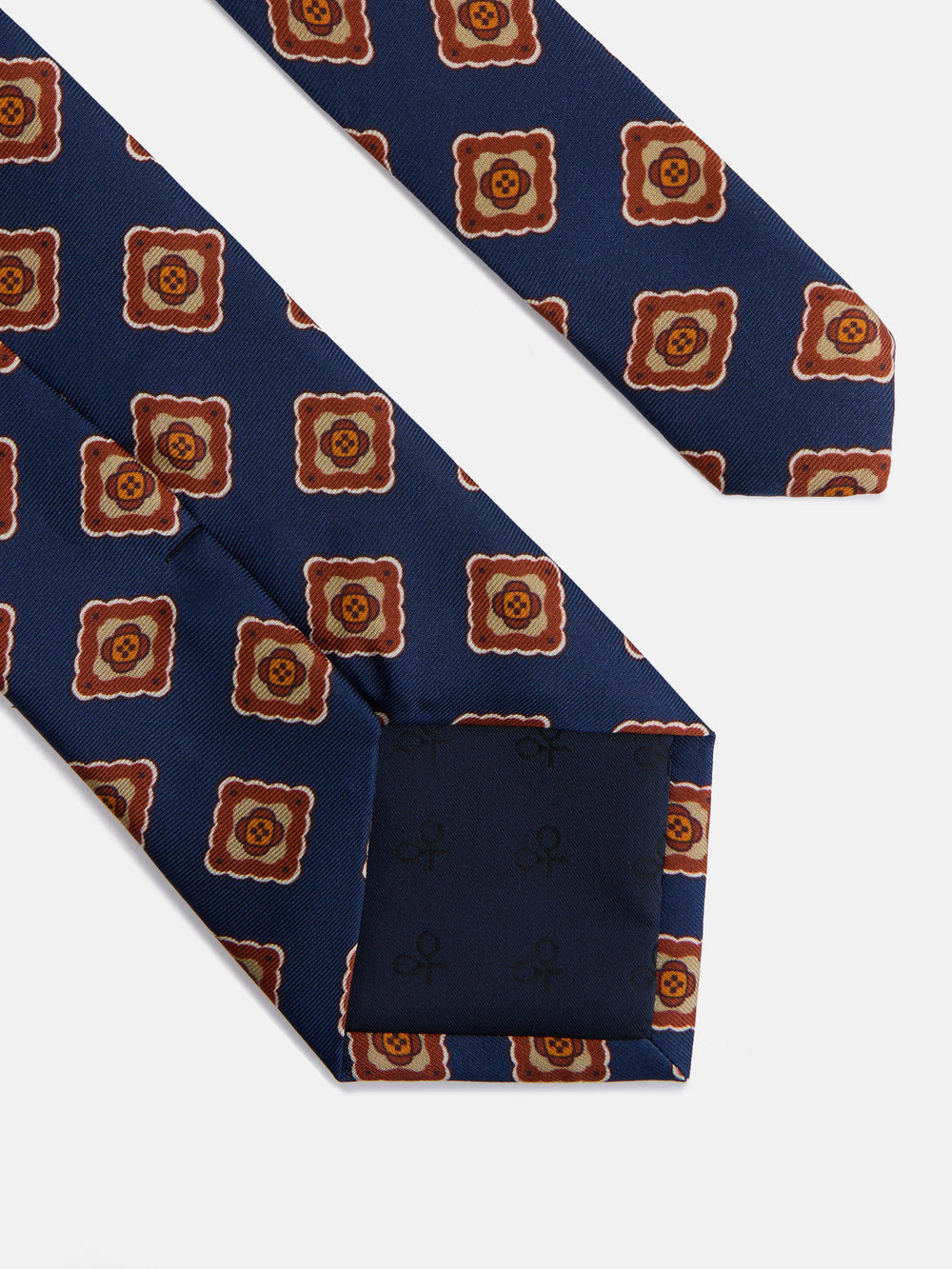 Corbata seda estampado azulejo azul