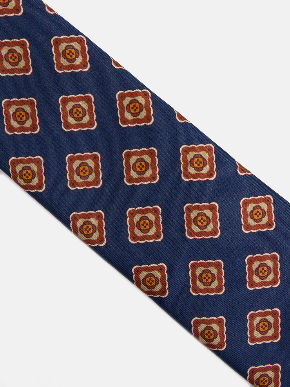 Corbata seda estampado azulejo azul