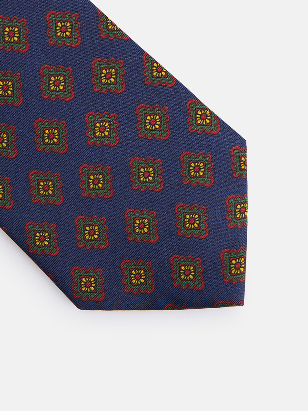 Corbata seda estampado azulejo azul marino