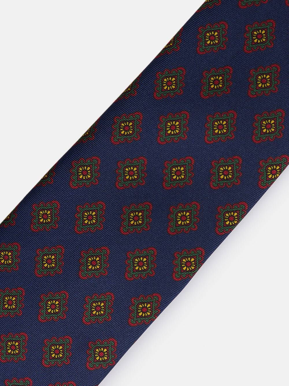 Corbata seda estampado azulejo azul marino