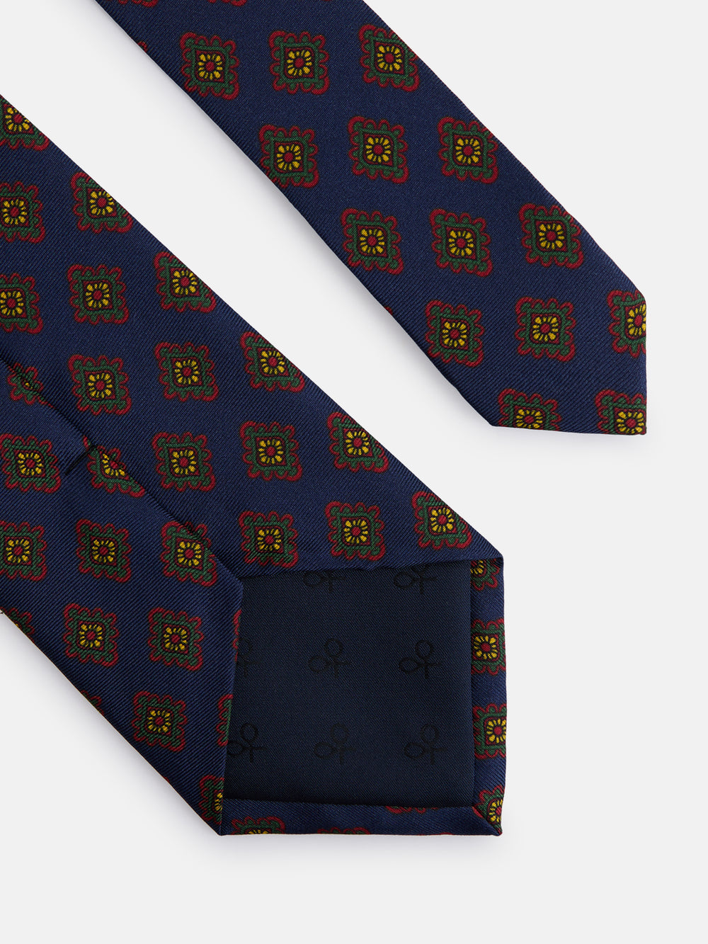 Corbata seda estampado azulejo azul marino