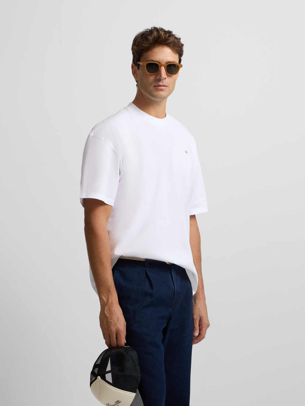 T-shirt unie avec mini-patch blanc