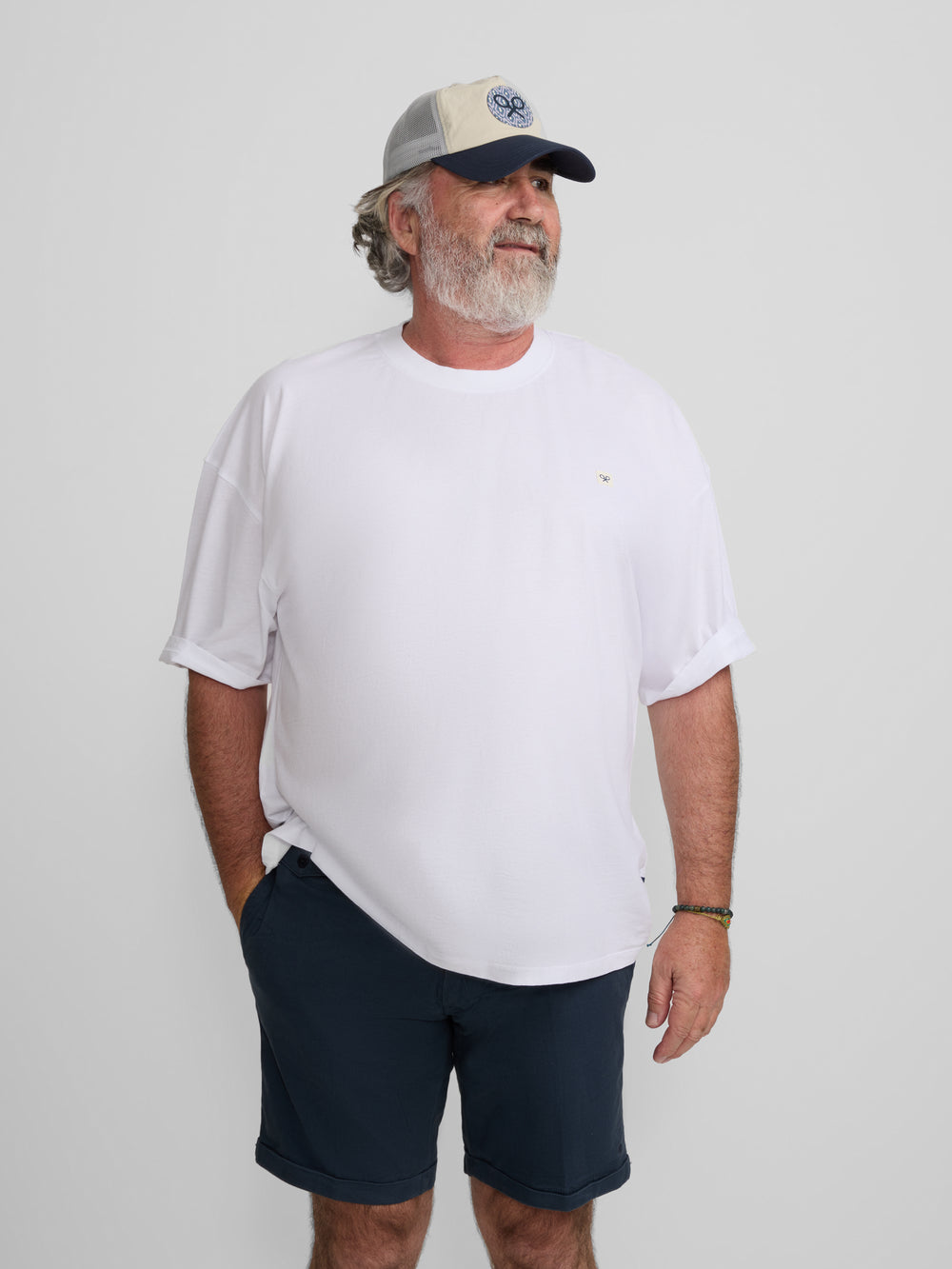 T-shirt unie avec mini-patch blanc