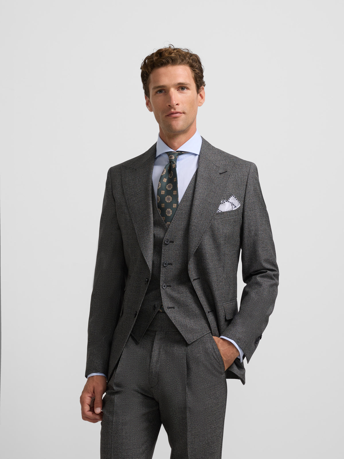 Veste de costume pied-de-poule grise