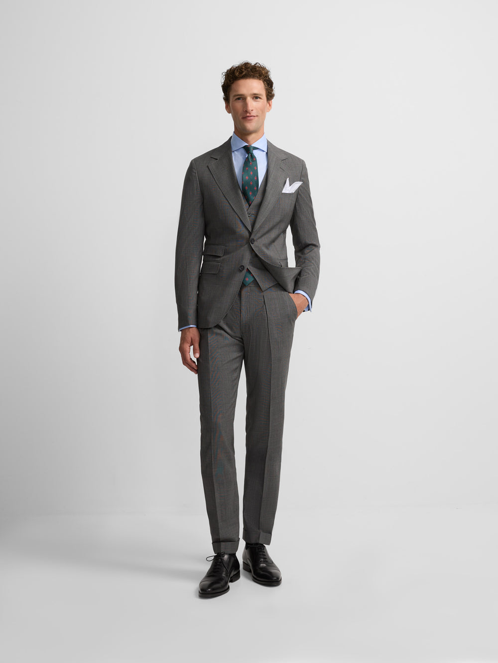 Americana traje clasico principe de gales gris