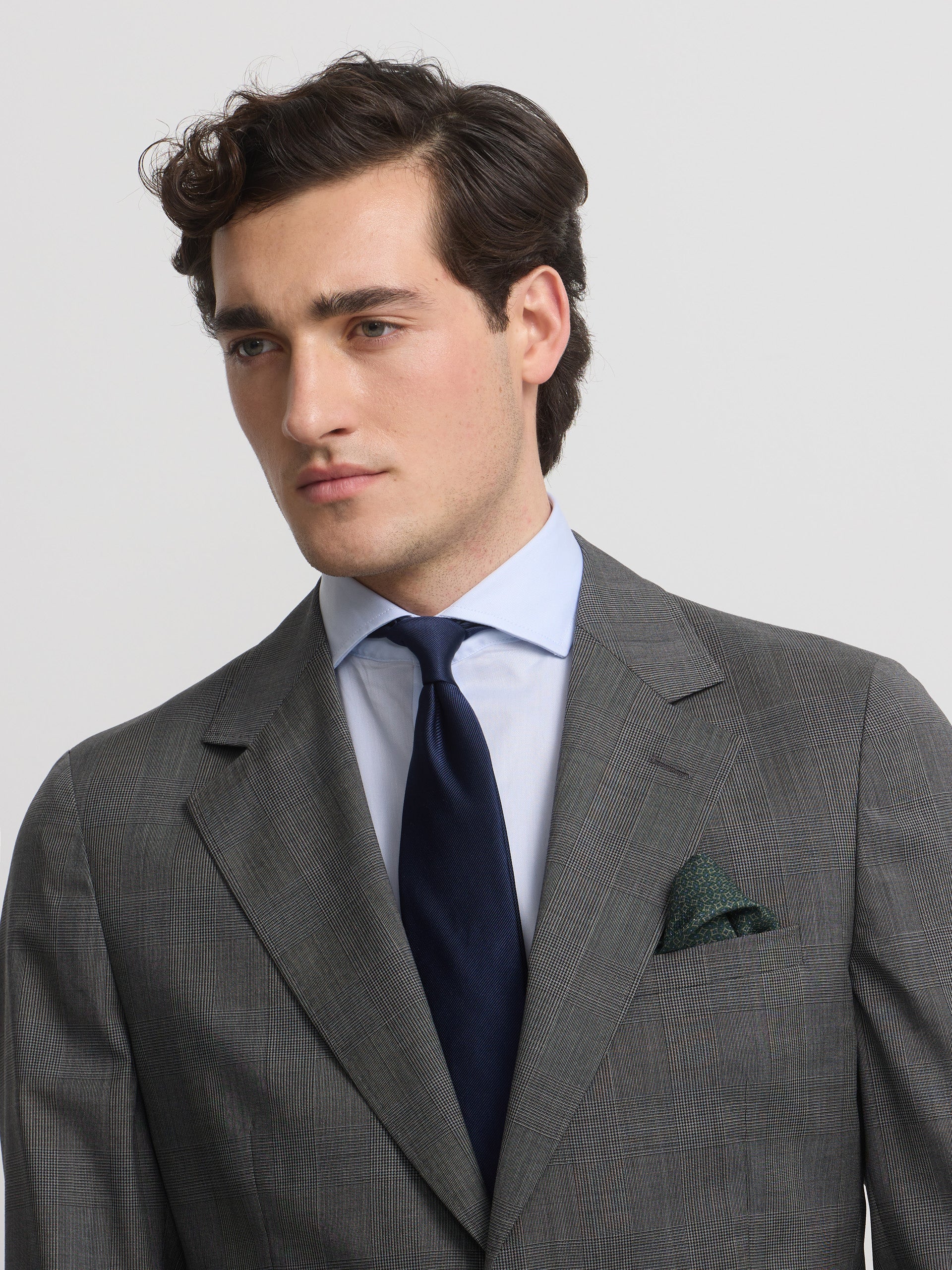 Americana traje clasico principe de gales gris