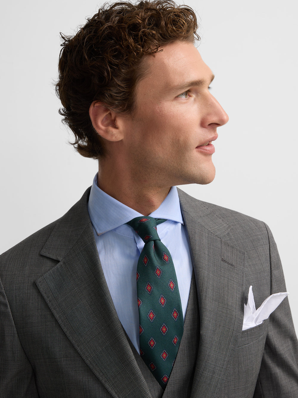 Americana traje clasico principe de gales gris