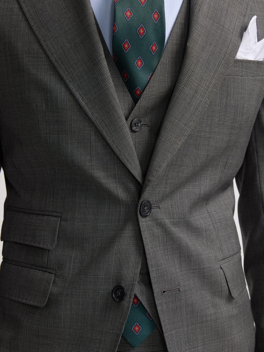 Americana traje clasico principe de gales gris