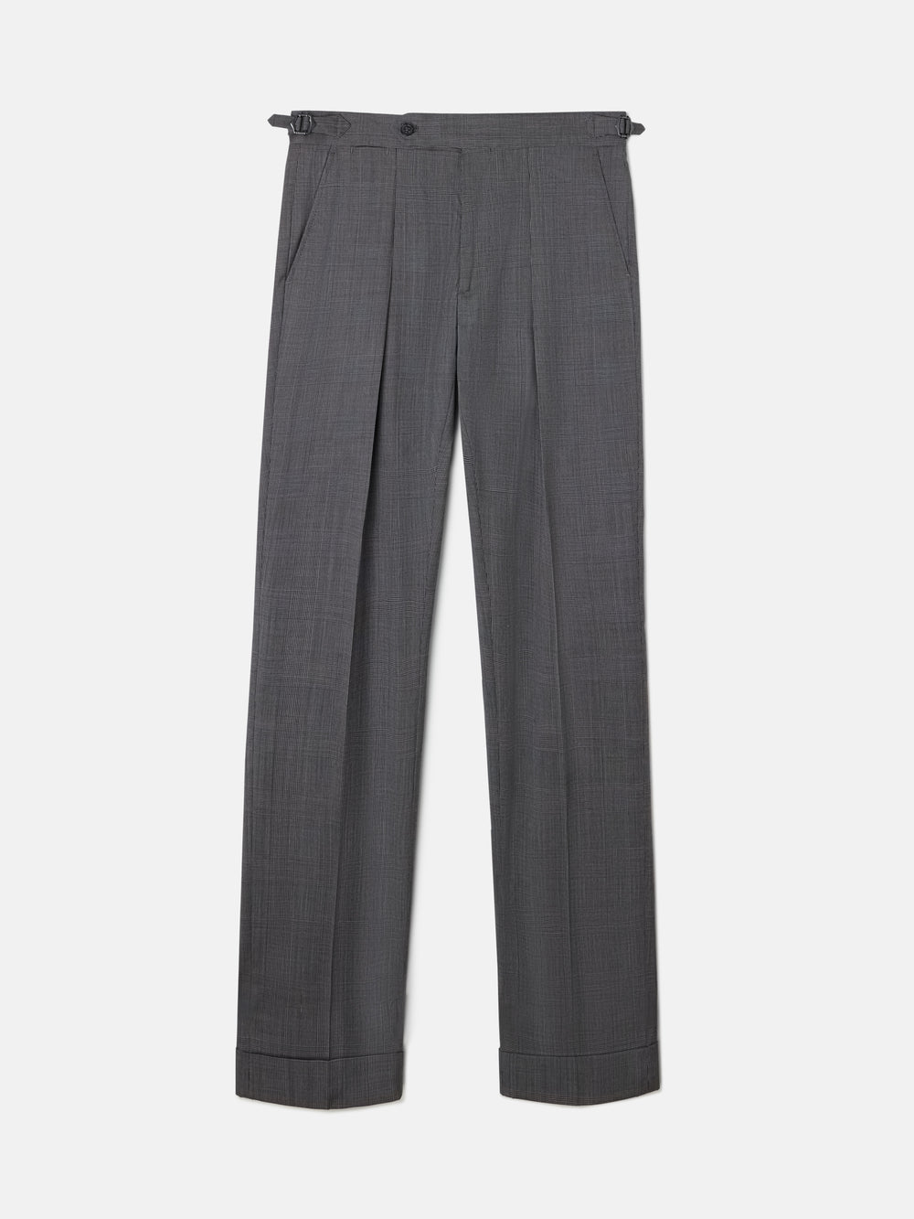 Calças de fato clássico príncipe de Gales cinzentas