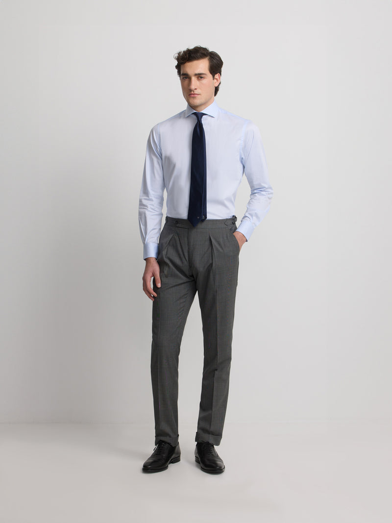 Classic Prince of Wales grey suit trousers