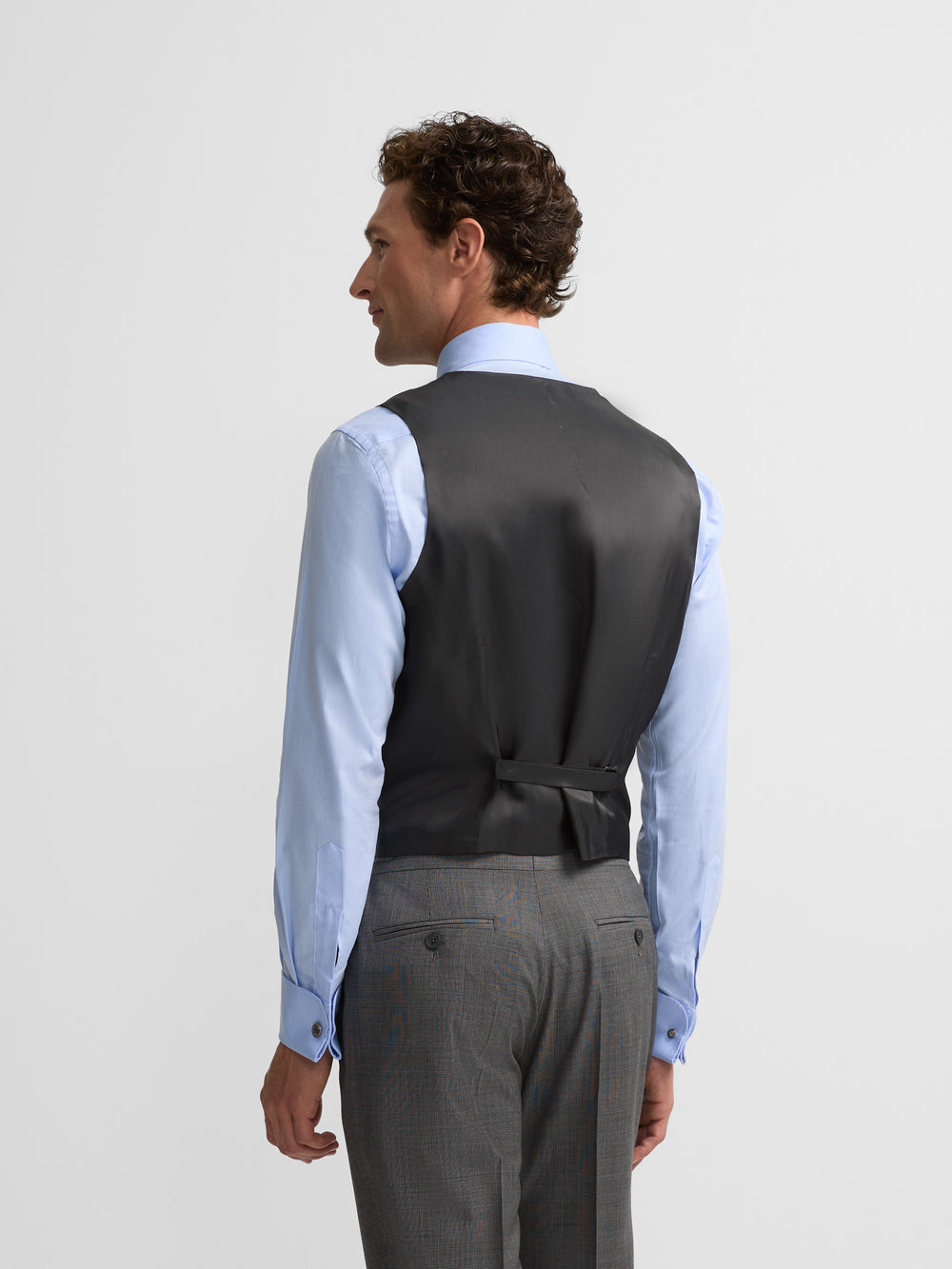 Chaleco recto traje principe de gales gris