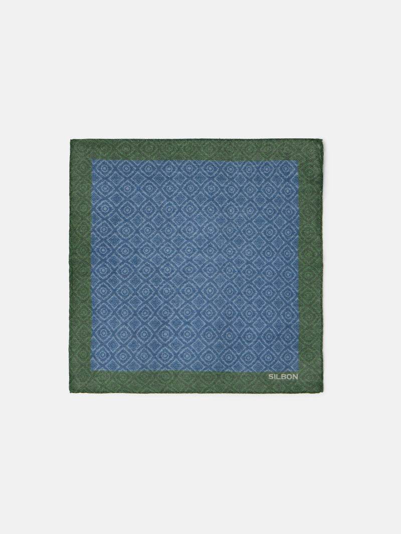 Blue and green tile pattern handkerchief