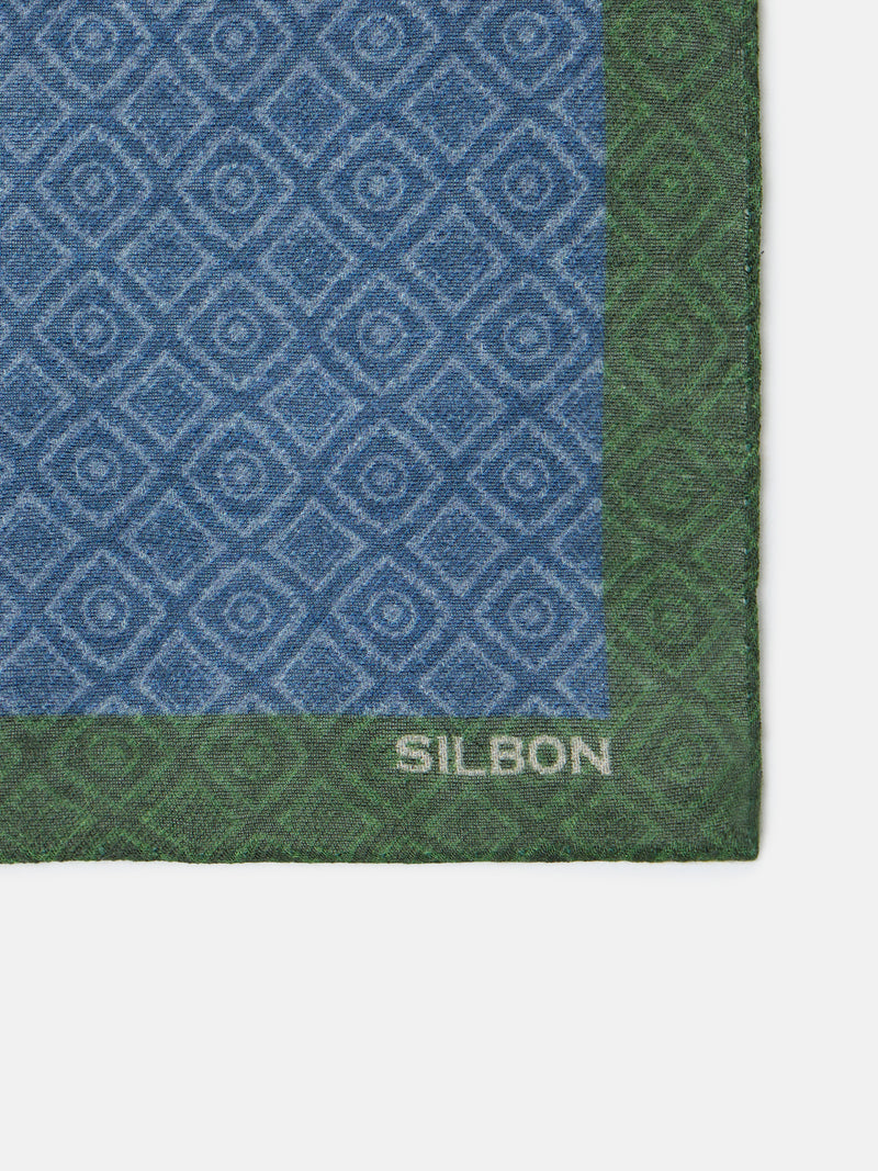 Blue and green tile pattern handkerchief