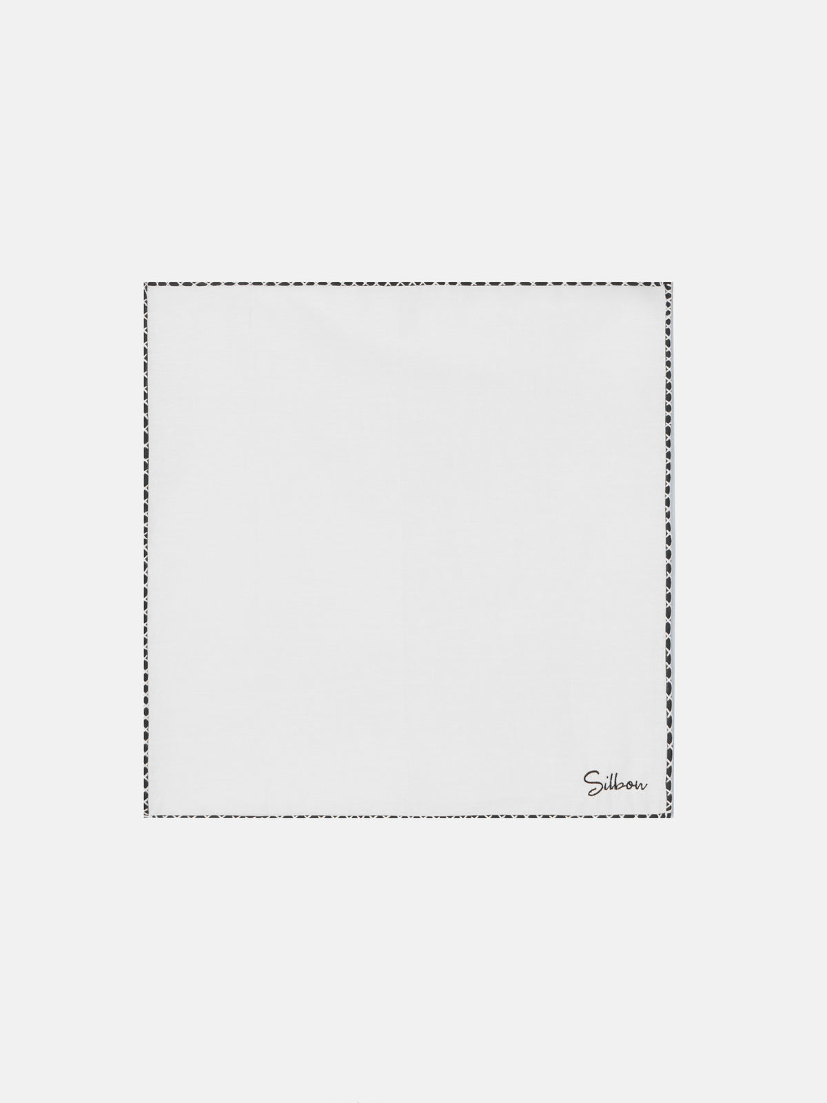 White stitched edge racket profile handkerchief