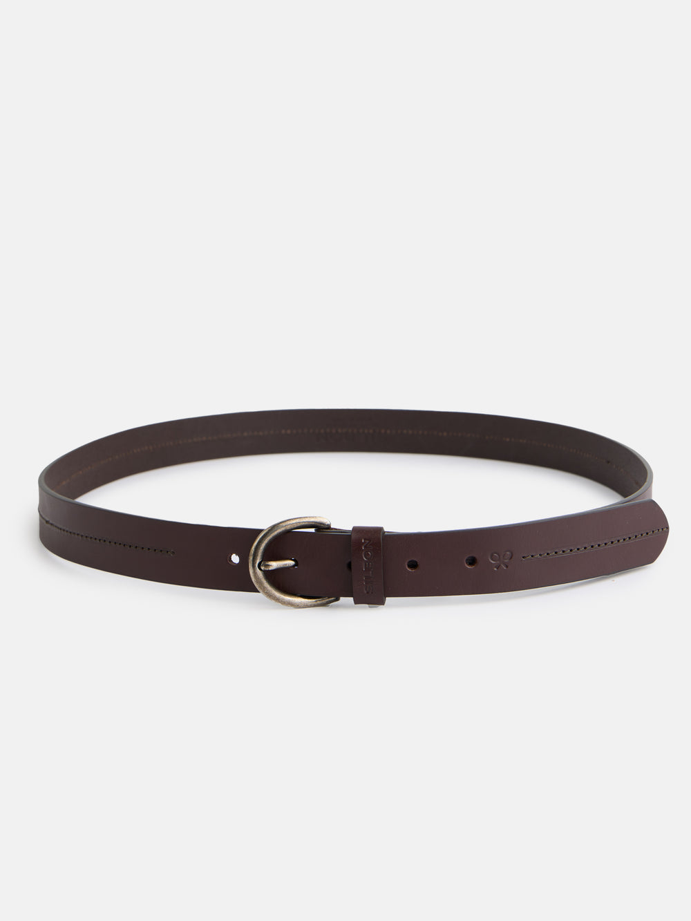 Leather belt with contrasting thread