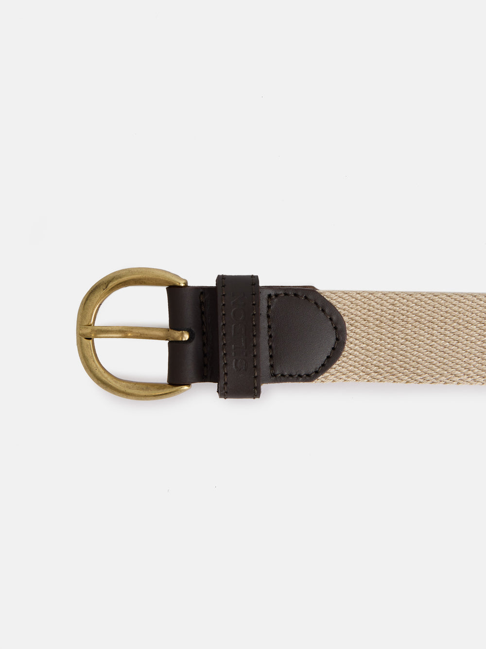 Beige canvas leather belt