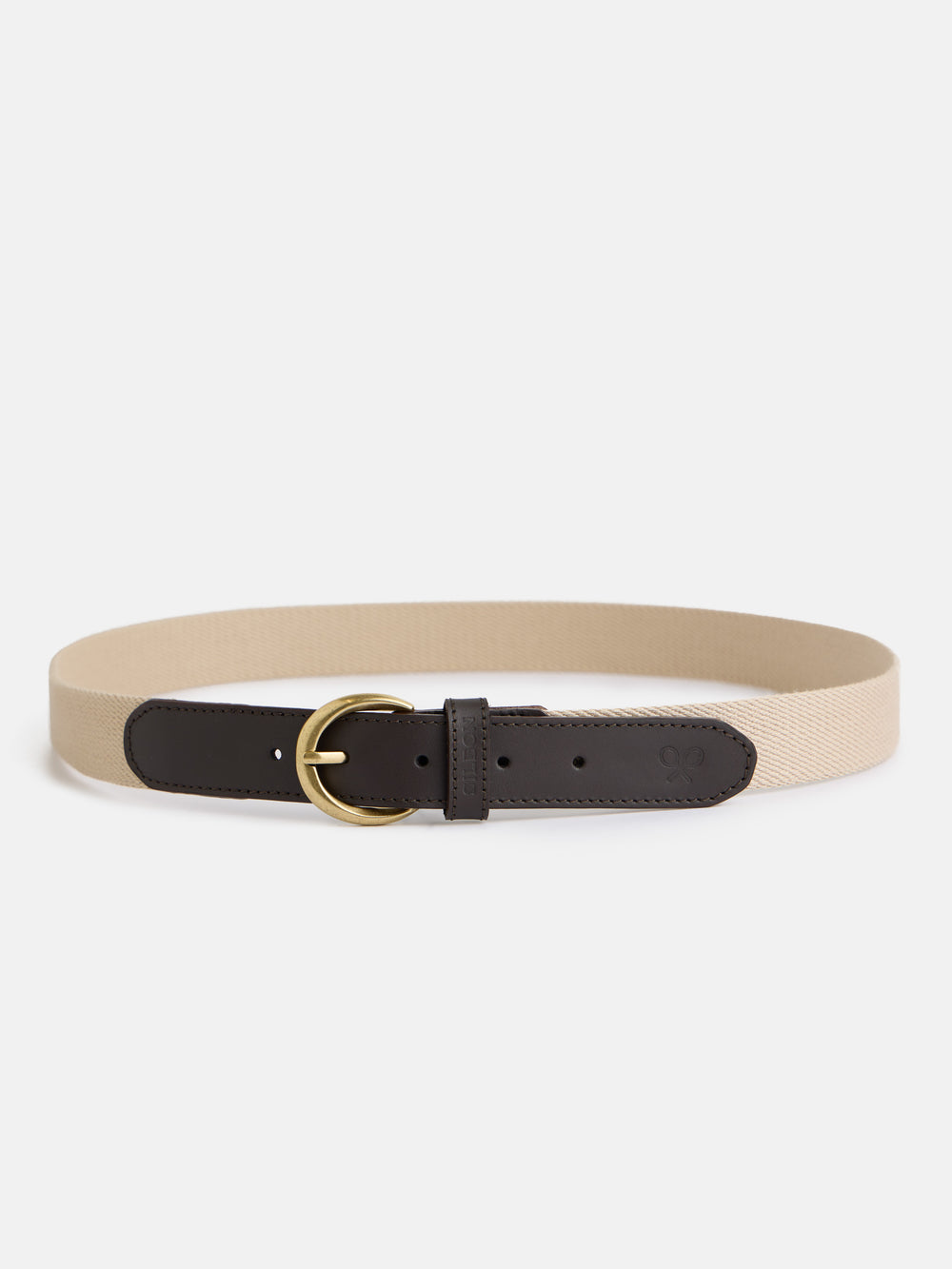 Beige canvas leather belt