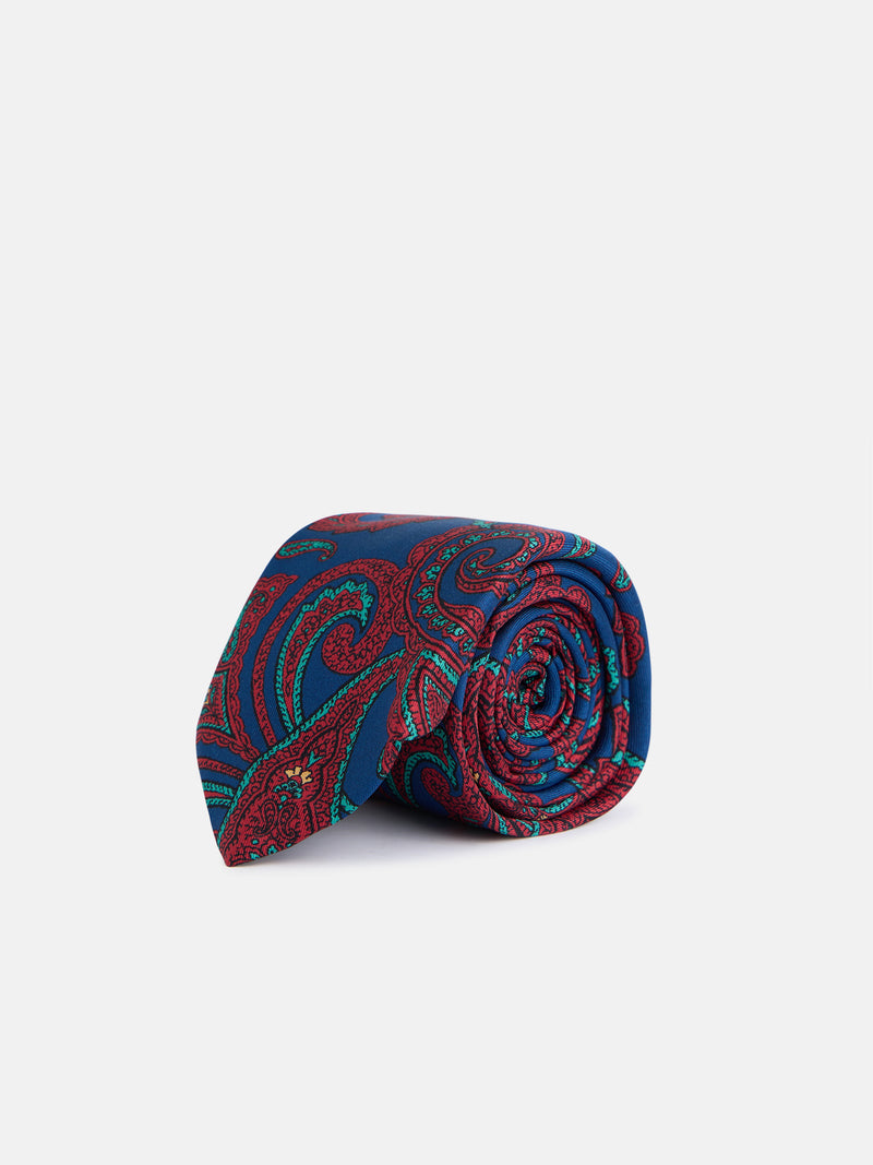 Gravata estampada paisley azul