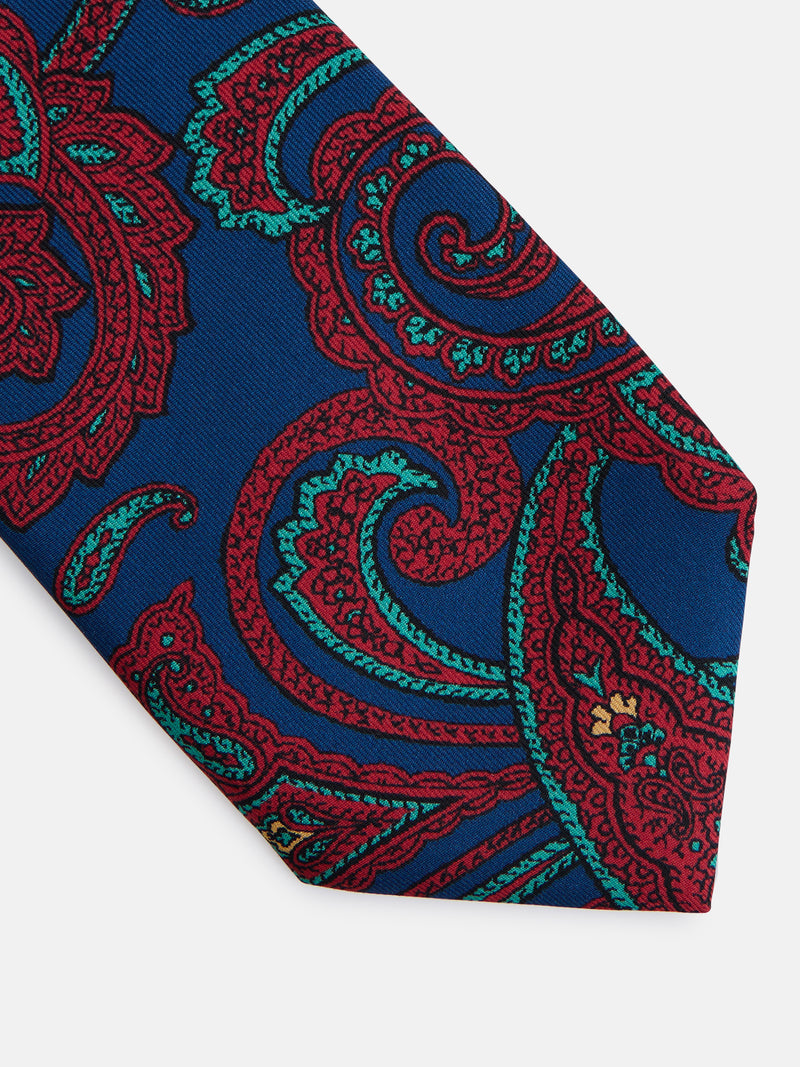 Gravata estampada paisley azul