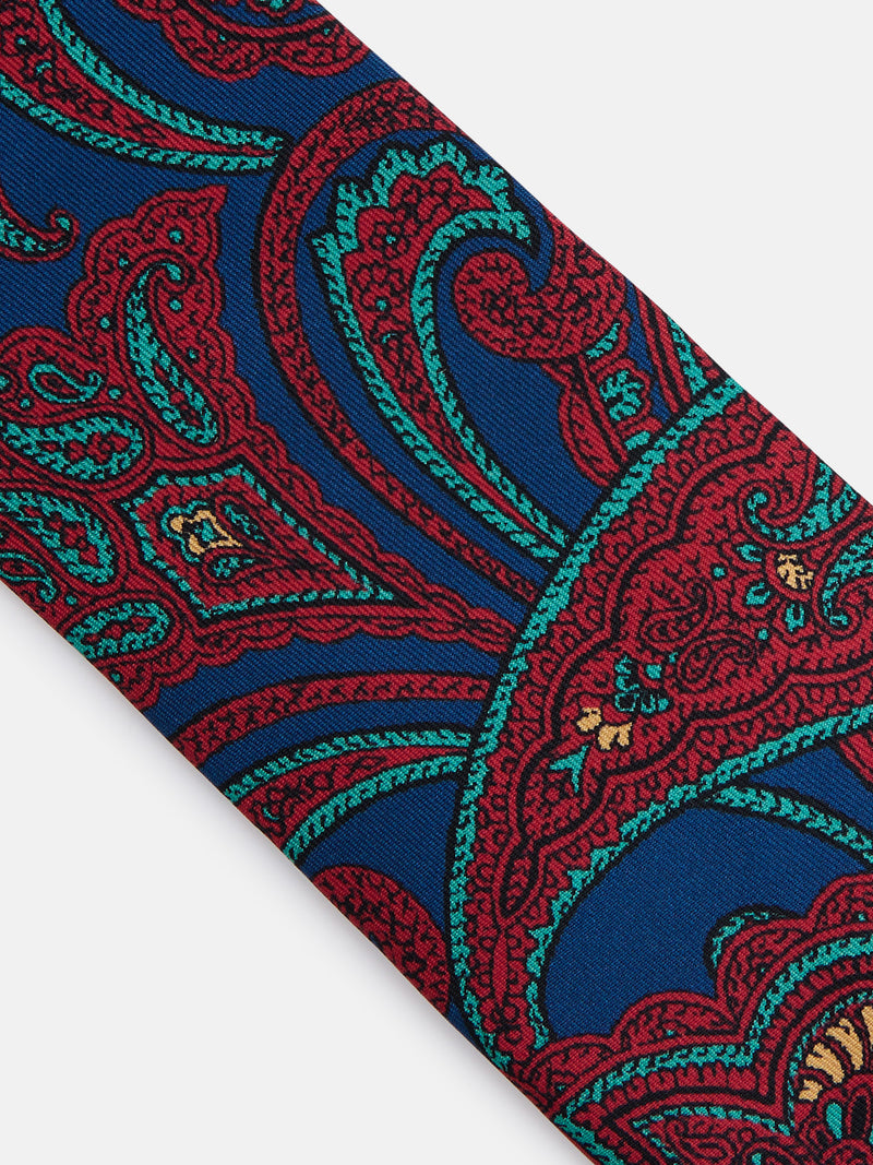 Gravata estampada paisley azul