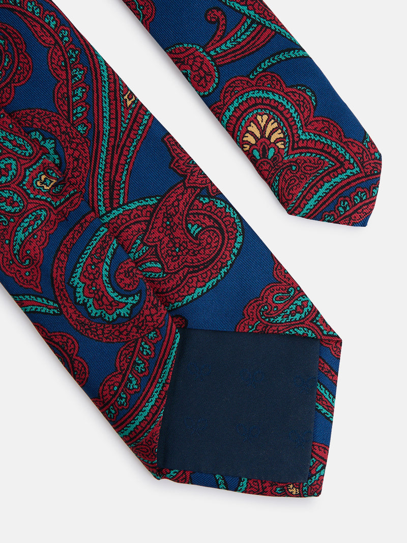 Gravata estampada paisley azul