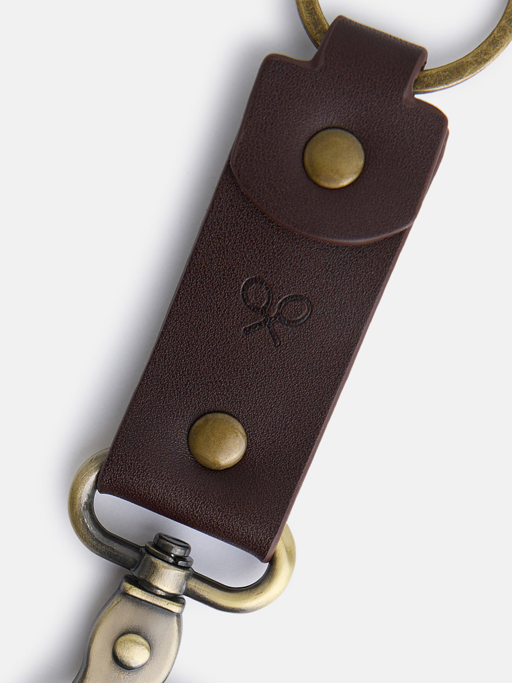 Elongated leather keychain