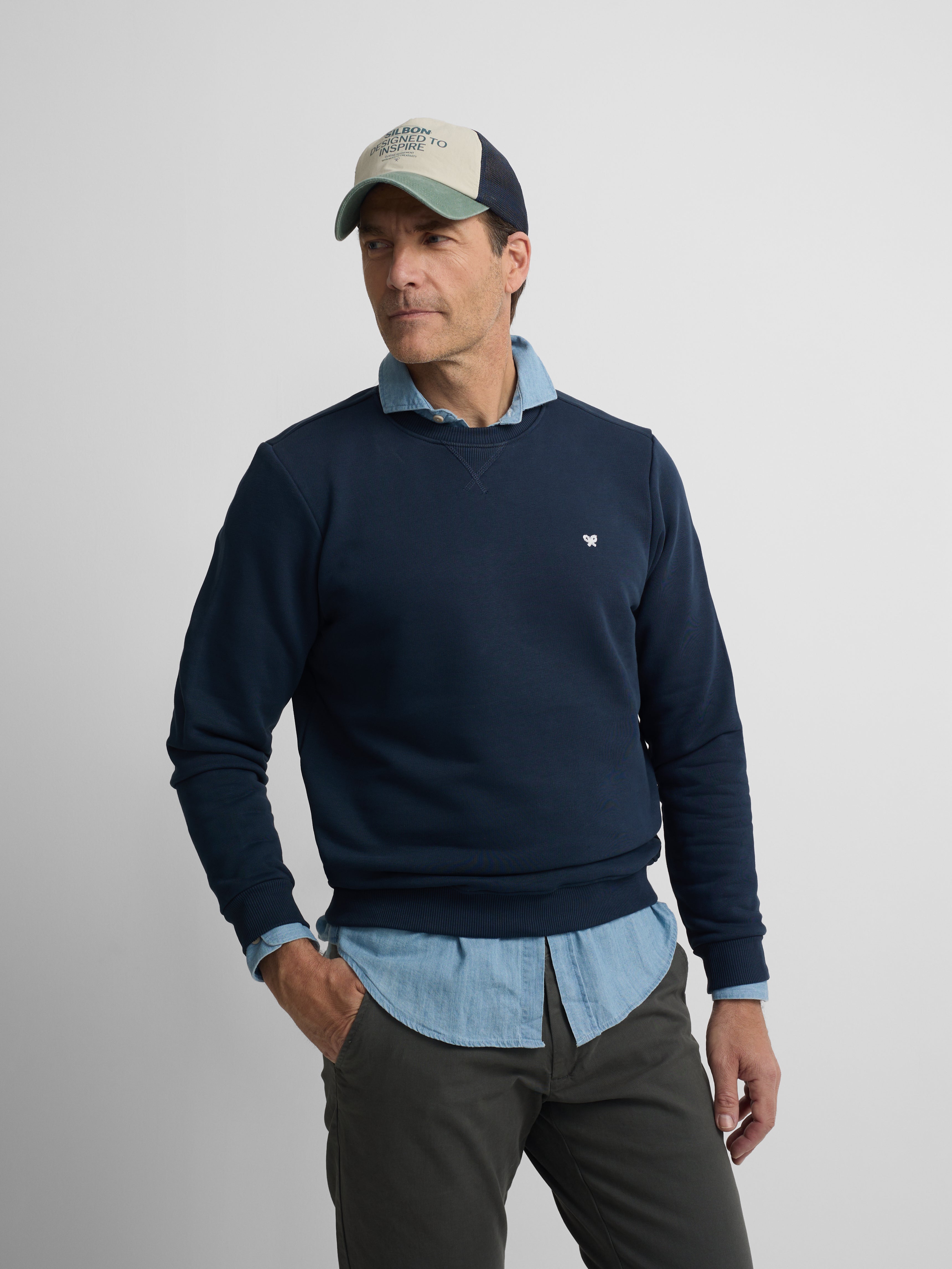 Navy blue mini logo sweatshirt