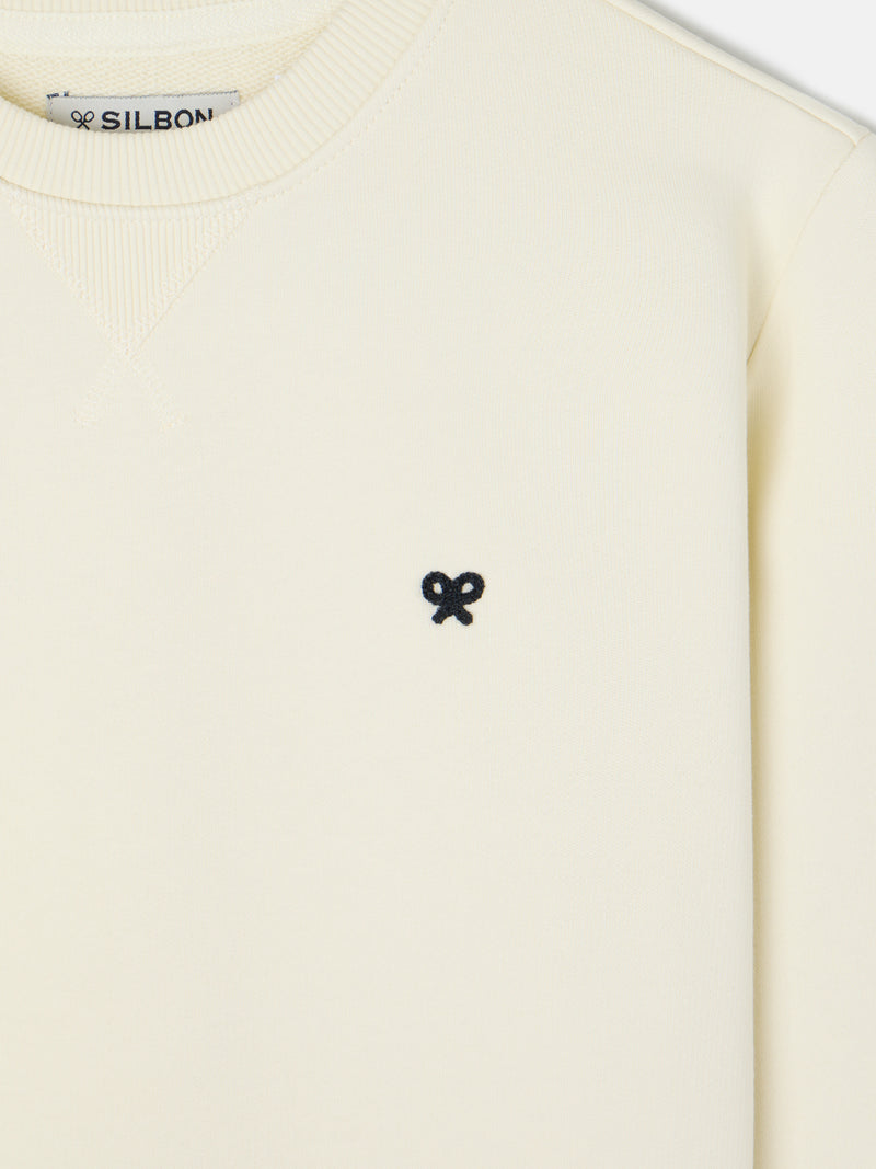 Sweat-shirt mini-logo crème