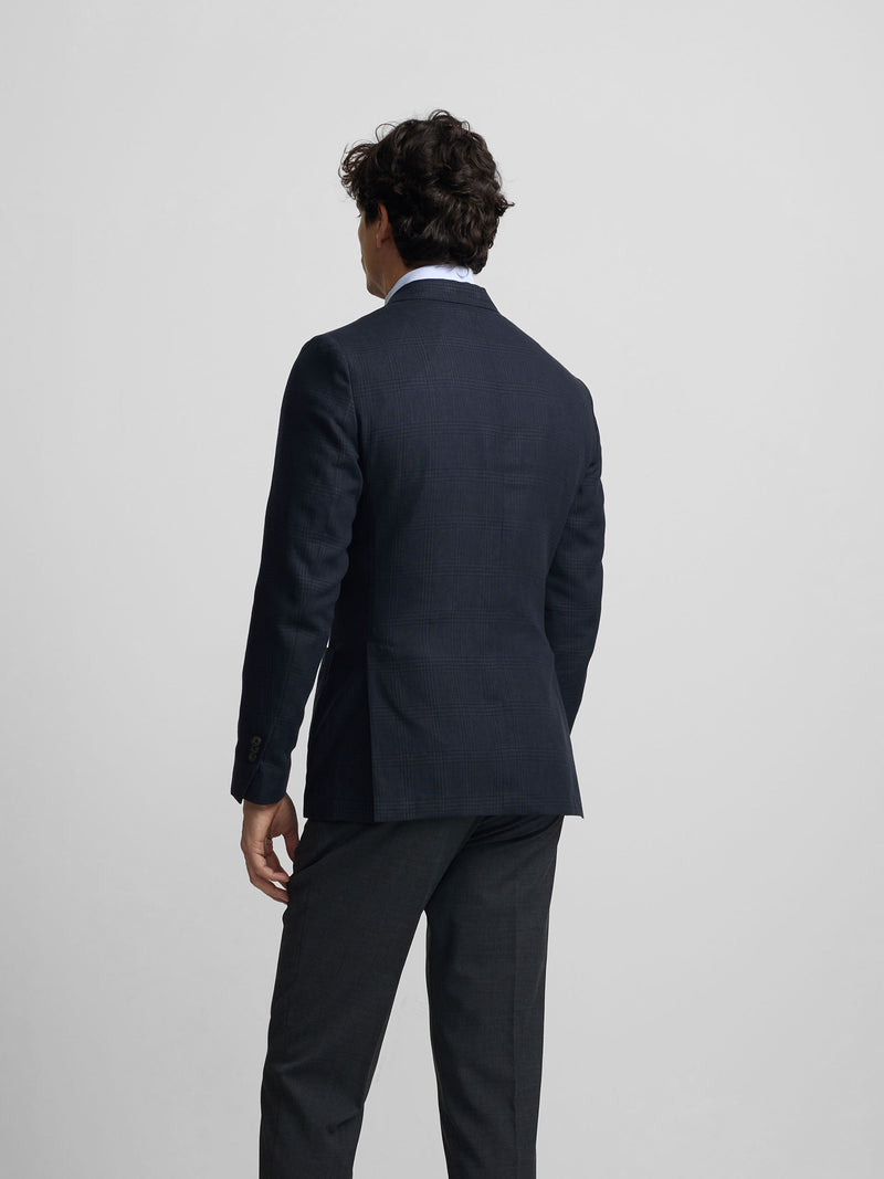 Blazer príncipe de Gales azul-marinho