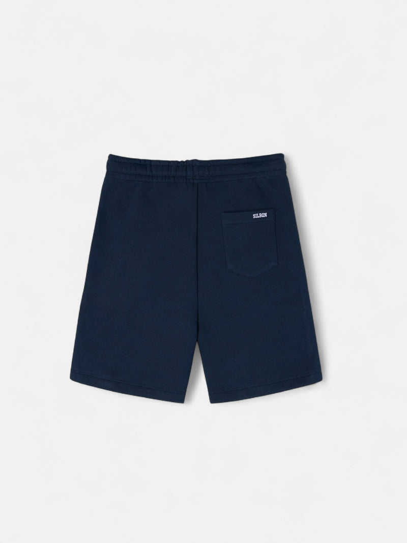 Kids' navy blue sports Bermuda shorts