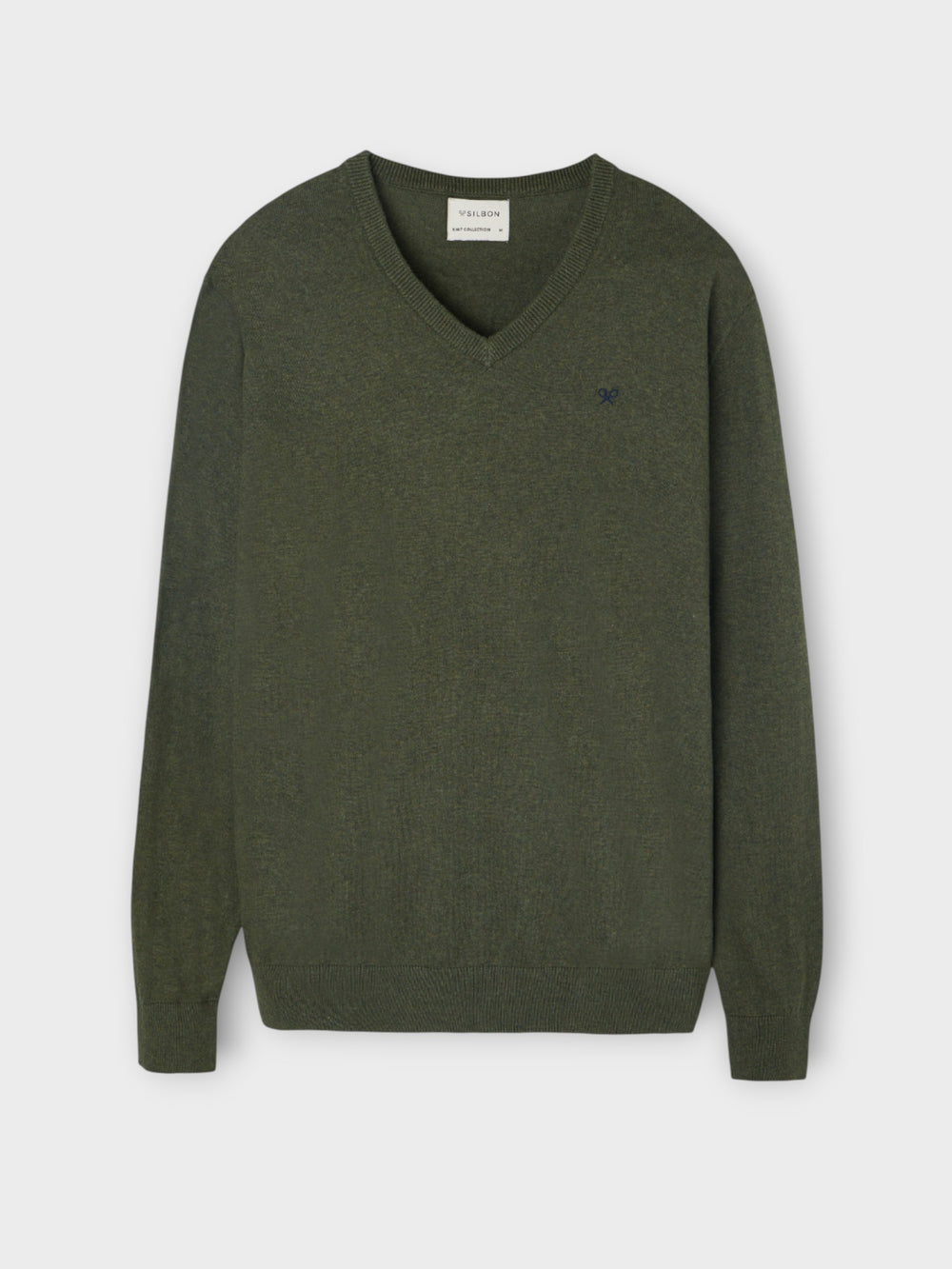 Camisola clássica de decote em bico verde