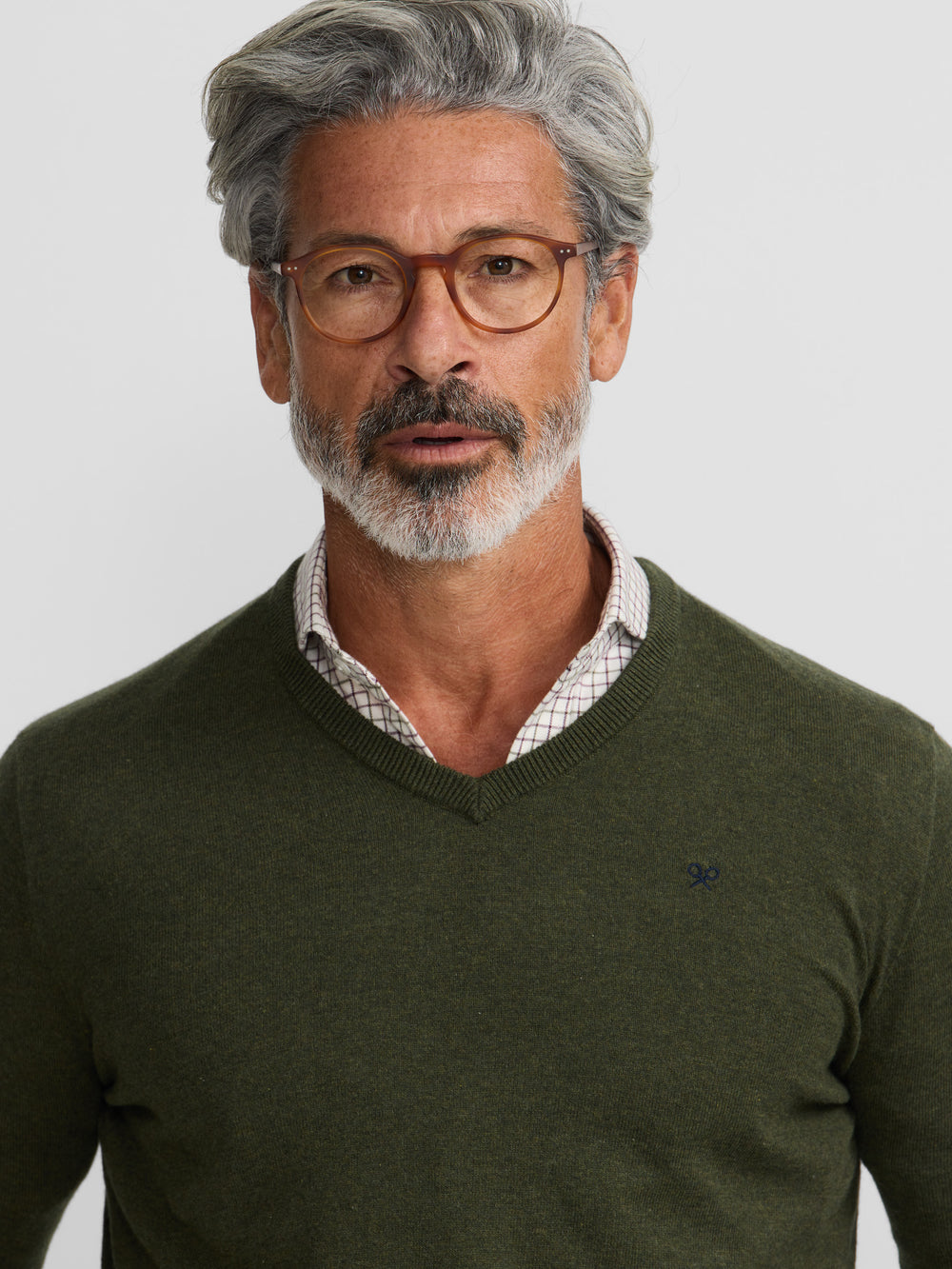 Camisola clássica de decote em bico verde