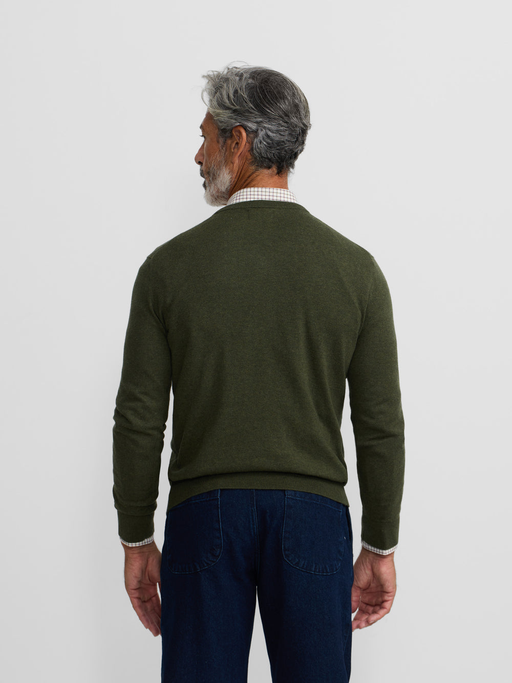 Camisola clássica de decote em bico verde